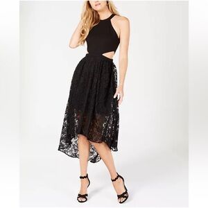 Avec Les Filles Cutout Lace Fit & Flare Dress Sleeveless